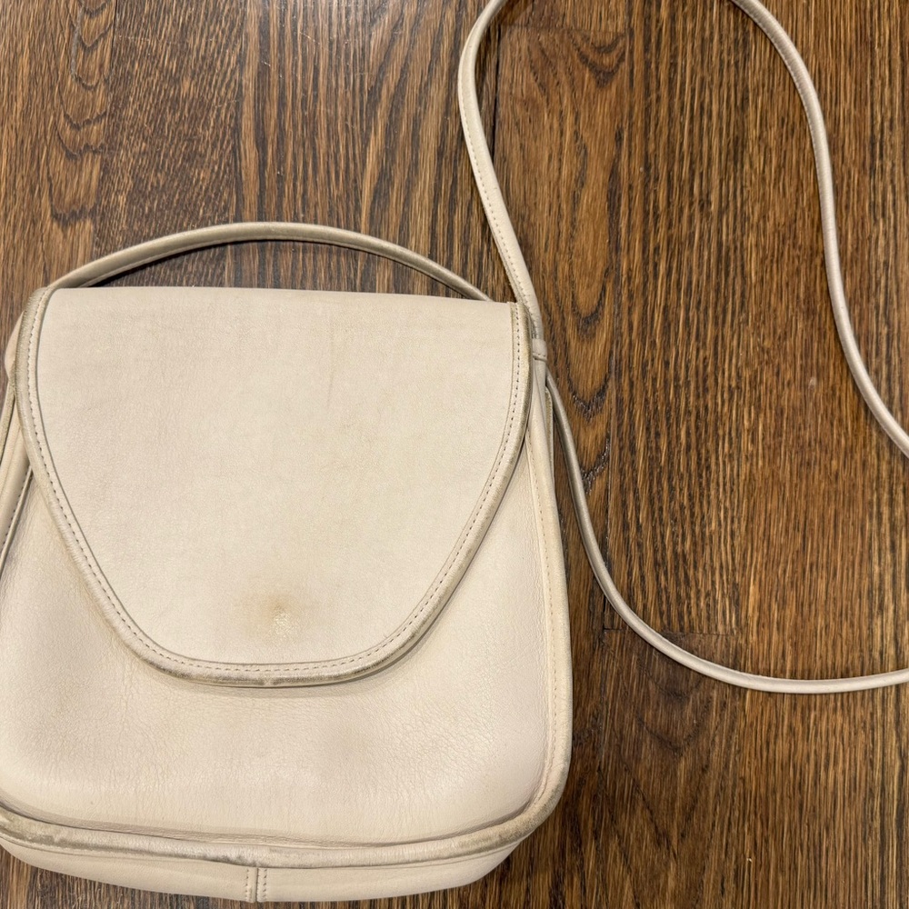 Vintage Coach 91’ Lindsay Bag In Bone Made In USA Leather 213